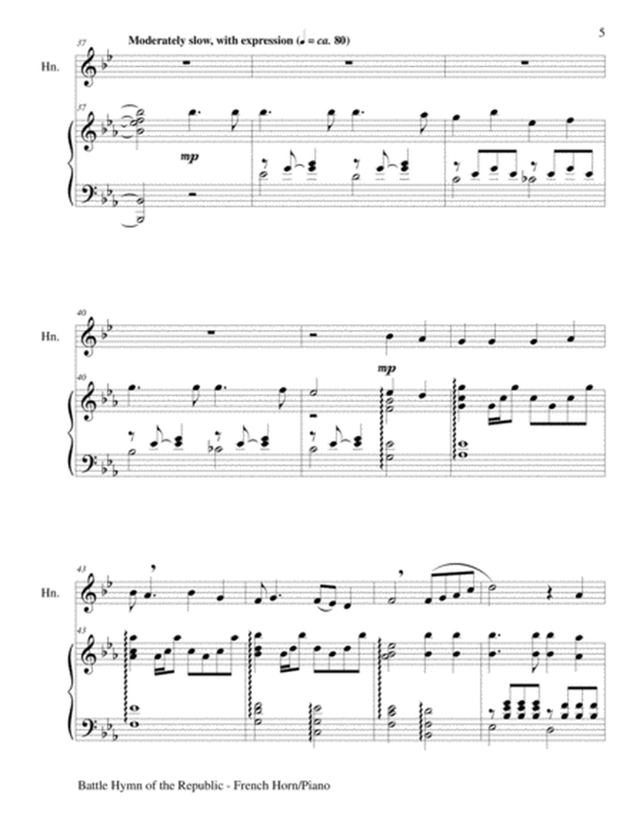 BATTLE HYMN OF THE REPUBLIC (Duet – French Horn and Piano/Score and Parts) image number null