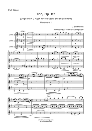 Beethoven, L. - Trio in C, Op. 87, Arranged for 3 Violins