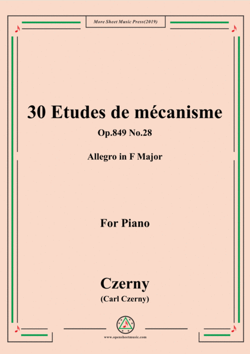 Czerny-30 Etudes de mécanisme,Op.849 No.28,Allegro in F Major,for Piano image number null
