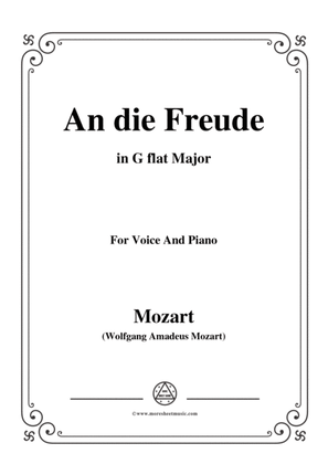Book cover for Mozart-An die freude,in G flat Major,for Voice and Piano