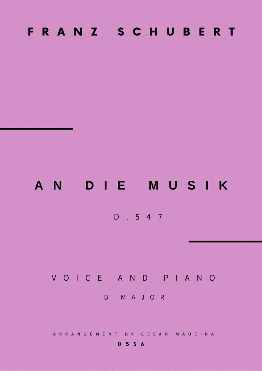 An Die Musik - Voice and Piano - B Major (Full Score and Parts) image number null