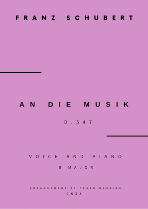 Book cover for An Die Musik - Voice and Piano - B Major (Full Score and Parts)