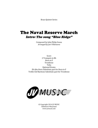 Book cover for The Naval Reserve March for Brass Quintet and optional drums