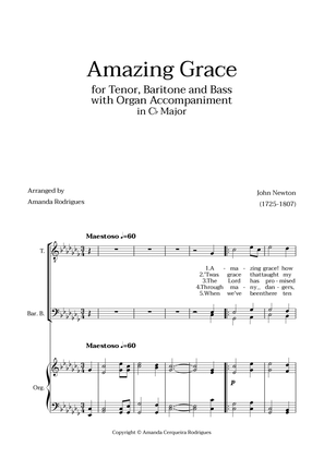 Amazing Grace in Cb Major - Tenor, Bass and Baritone with Organ Accompaniment