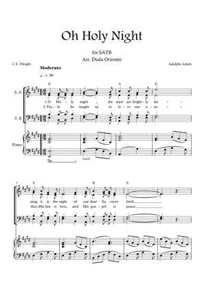 Oh Holy Night (E major - SATB - with chords - with piano - one staff)