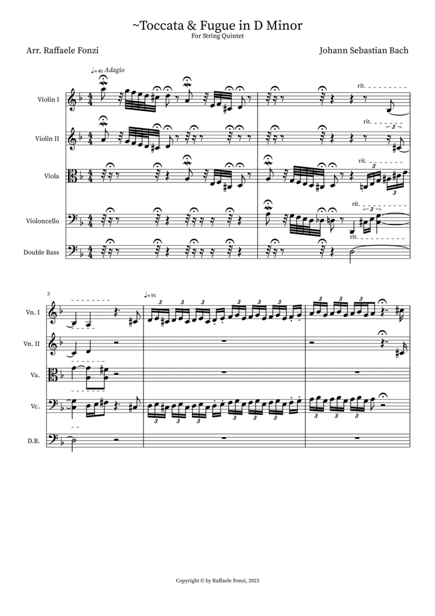 Toccata & Fugue In D Minor - Score Only