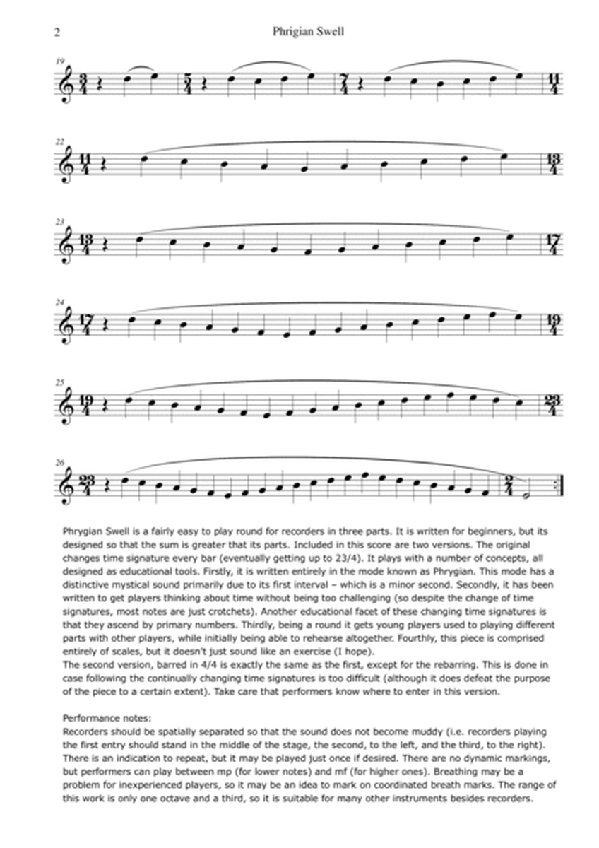 Phrygian Swell (for descant/soprano or tenor recorders) image number null