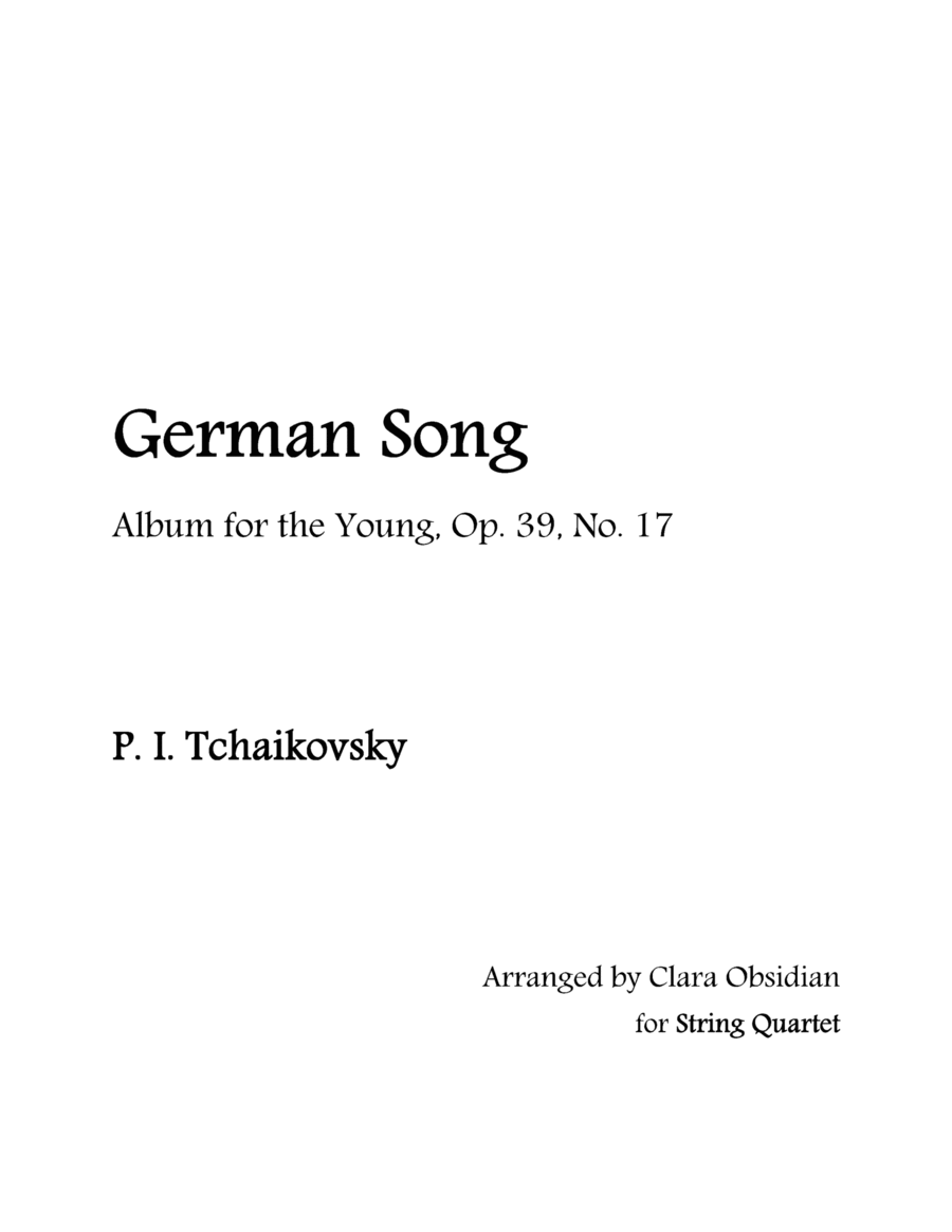 Album for the Young, op 39, No. 17: German Song for String Quartet image number null