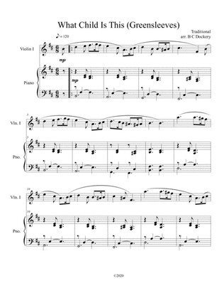 What Child Is This (Greensleeves) for solo violin with optional piano accompaniment