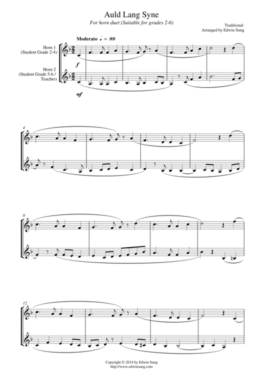 Auld Lang Syne (for horn duet, suitable for grades 2-6) image number null