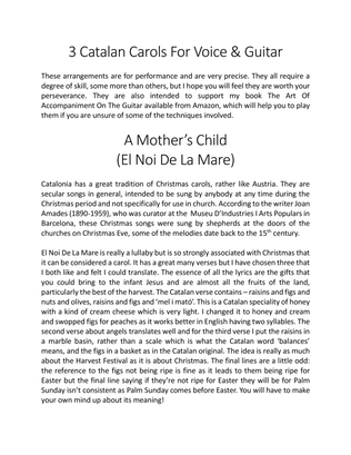 3 Catalan Carols For Voice & Guitar-A Mother's Child
