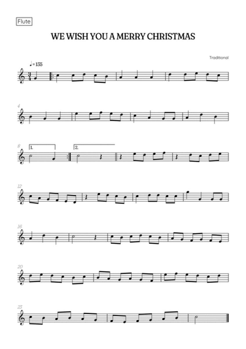 We Wish You a Merry Christmas for Woodwind Quintet & Piano • easy Christmas sheet music w/ chords image number null