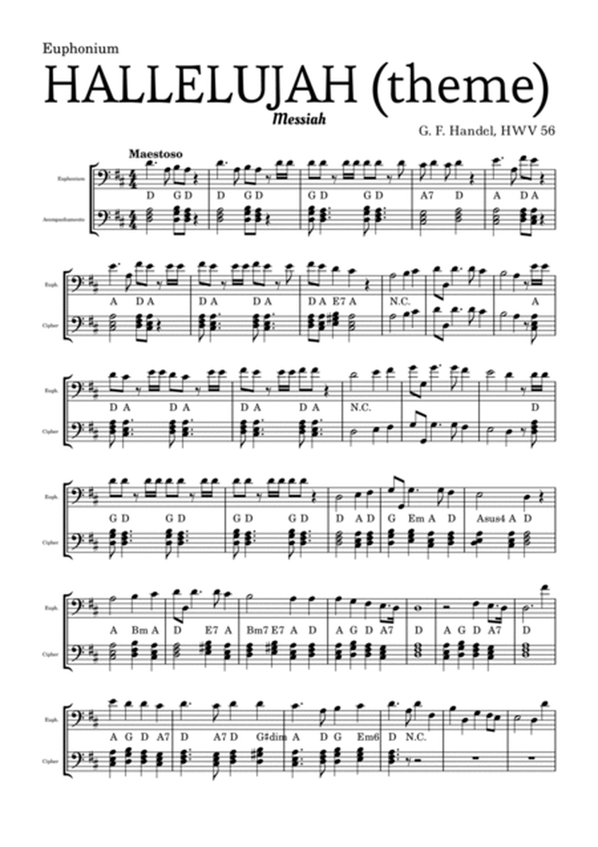 Aleluia (HALLELUJAH), of the Messiah - for Euphonium and accompaniment image number null
