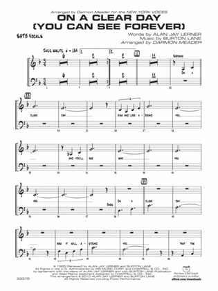 On a Clear Day (You Can See Forever): SATB Vocals