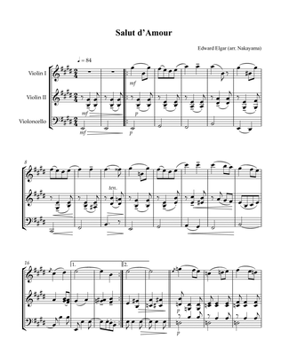 Salut d'Amour arr. for String Trio