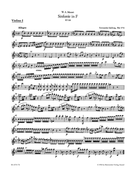 Symphony, No. 18 F major, KV 130