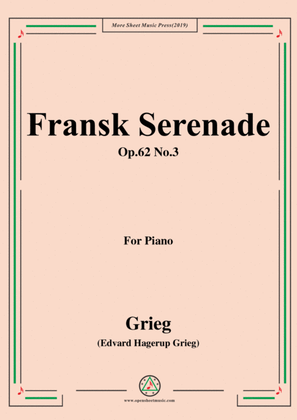 Book cover for Grieg-Fransk Serenade Op.62 No.3,for Piano