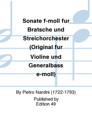 Book cover for Sonate f-moll fur Bratsche und Streichorchester (Original fur Violine und Generalbass e-moll)