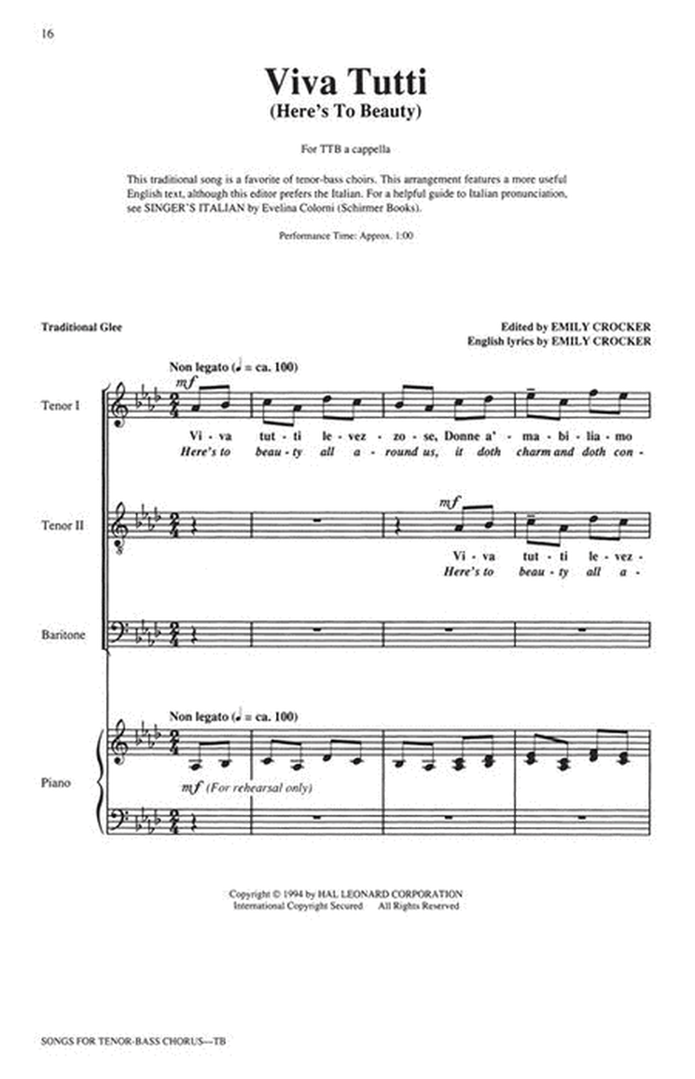 Songs for Tenor-Bass Chorus (Collection)