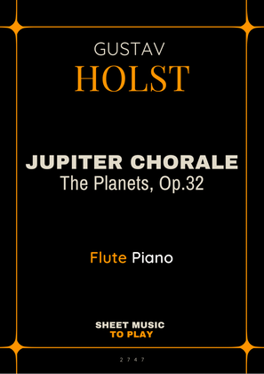 Book cover for Jupiter Chorale from The Planets - Flute and Piano - W/Chords (Full Score and Parts)