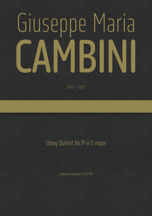 Book cover for Cambini - String Quintet No.19 in E major