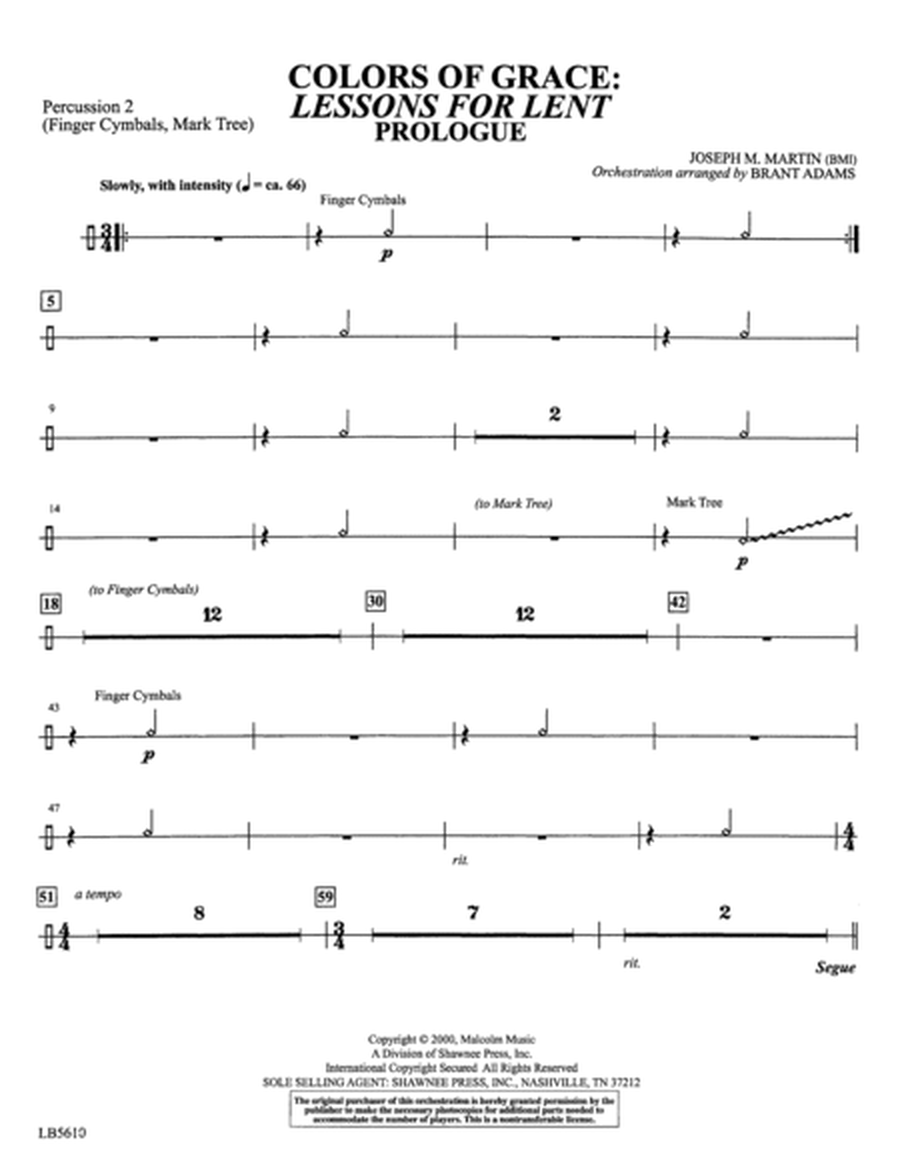 Colors of Grace - Lessons for Lent (New Edition) (Orchestra Accompaniment) - Percussion 2