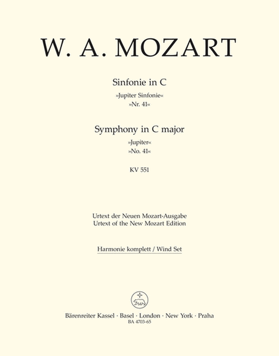 Symphony, No. 41 C major, KV 551 'Jupiter Symphony'