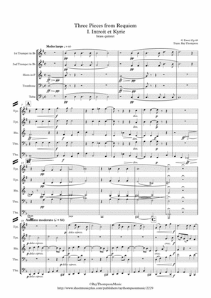 Book cover for Faure: Requiem Op.48: 3 pieces: I.Introit et Kyrie IV. Pie Jesu & VI.Libera Me - brass quintet