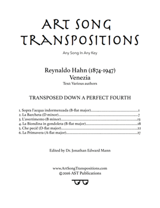 HAHN: Venezia (transposed down a perfect fourth)