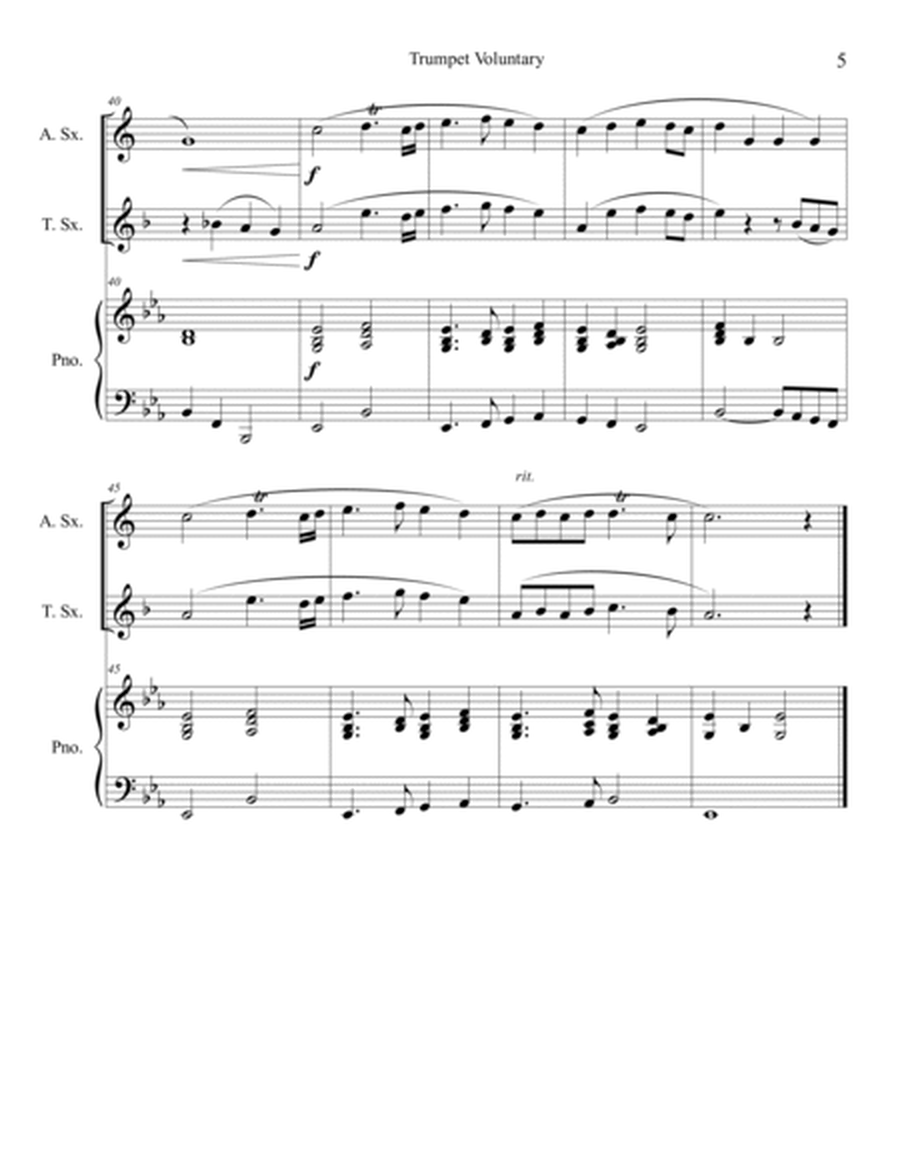 Trumpet Voluntary (Alto and Tenor Sax Duet) with optional piano accompaniment image number null