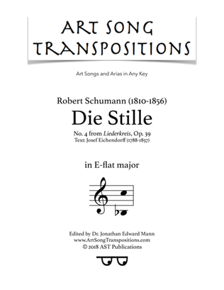 Book cover for SCHUMANN: Die Stille, Op. 39 no. 4 (transposed to E-flat major)