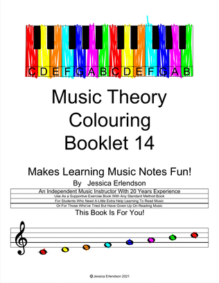 Music Theory Colouring Booklet lesson 14 - the F maj scale complete with triads and inversions