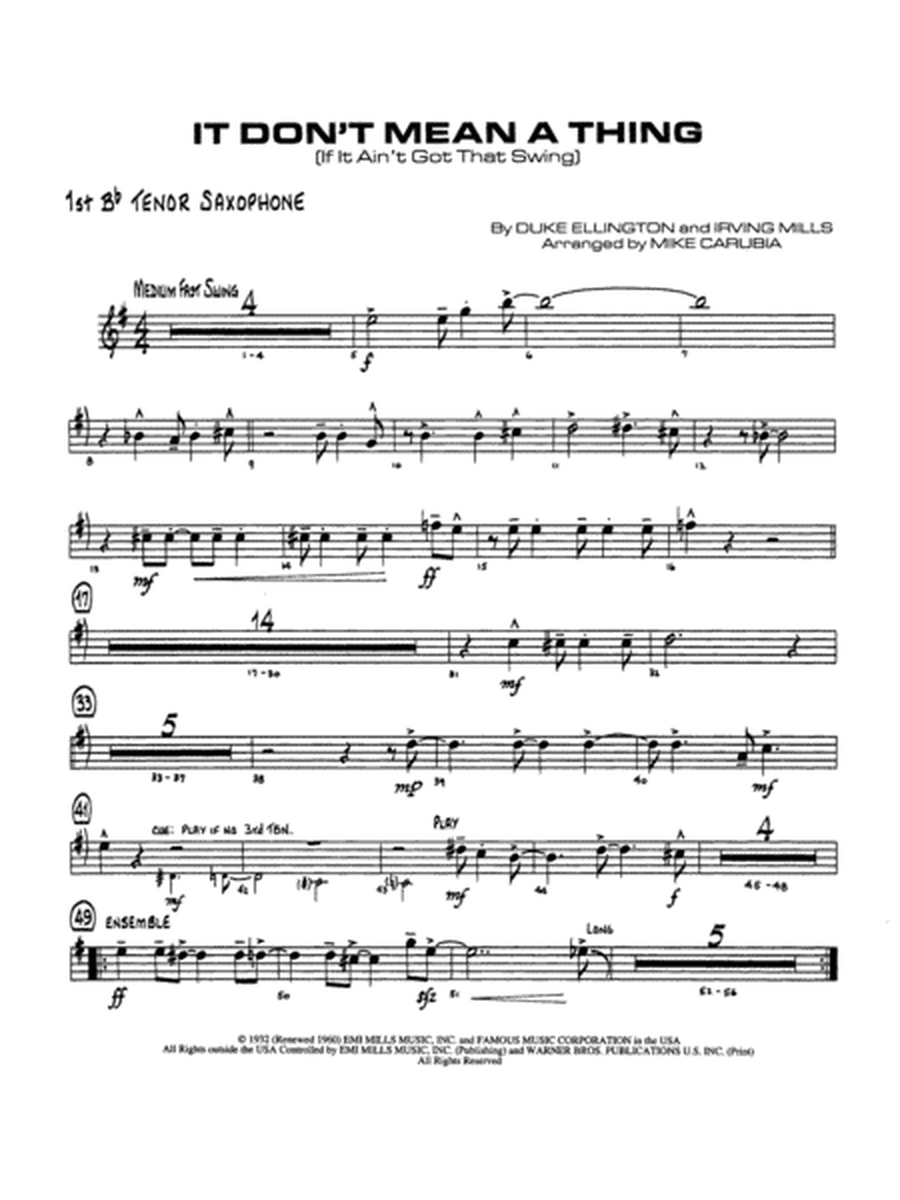 It Don't Mean a Thing (If It Ain't Got That Swing): B-flat Tenor Saxophone