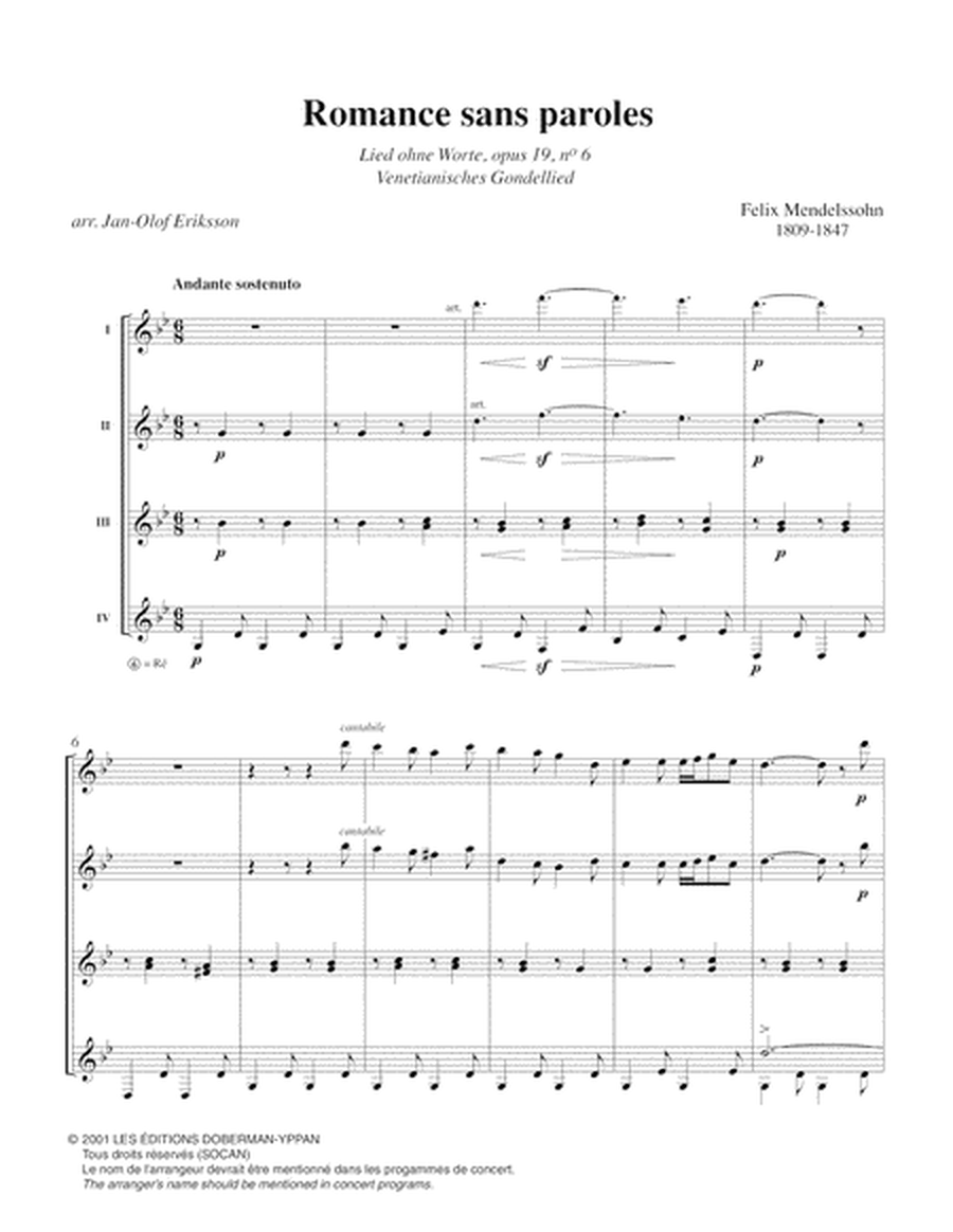 Romances sans paroles op. 19 & Canzonetta op. 12