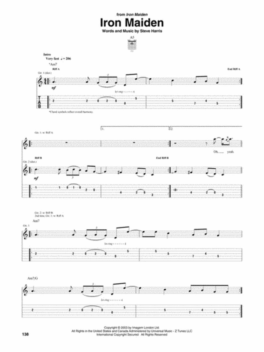 Iron Maiden – Guitar Tab