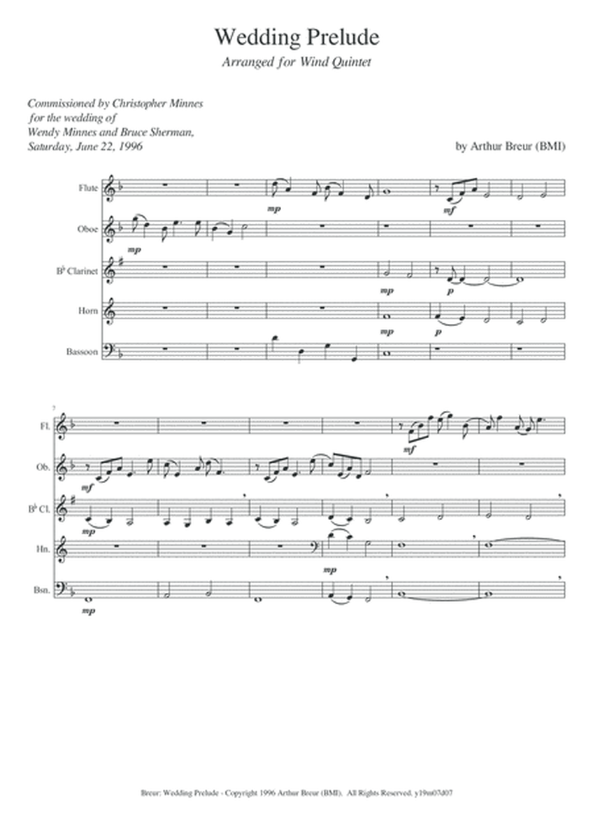 Wedding Prelude - Woodwind Quintet image number null