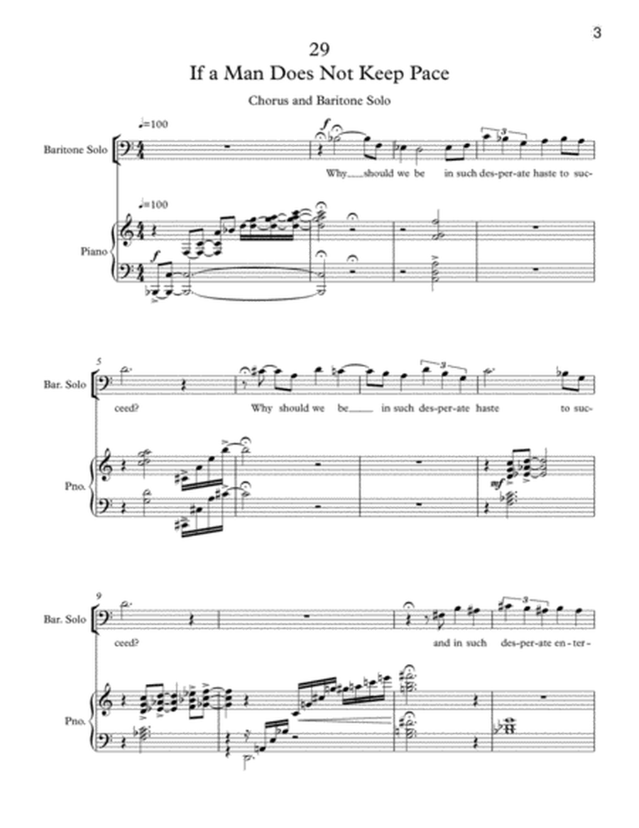 If a Man Does Not Keep Pace for SATB Chorus, Baritone Solo, and Piano