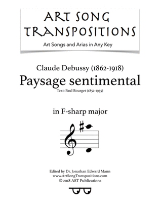 Book cover for DEBUSSY: Paysage sentimental (transposed to F-sharp major)