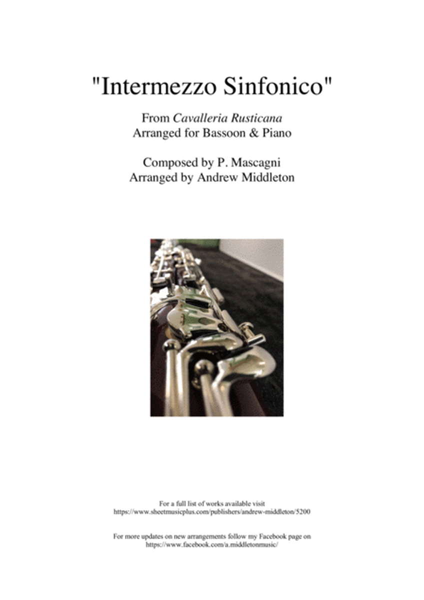 "Intermezzo sinfonico" from Cavalleria Rusticana arranged for Bassoon and Piano image number null