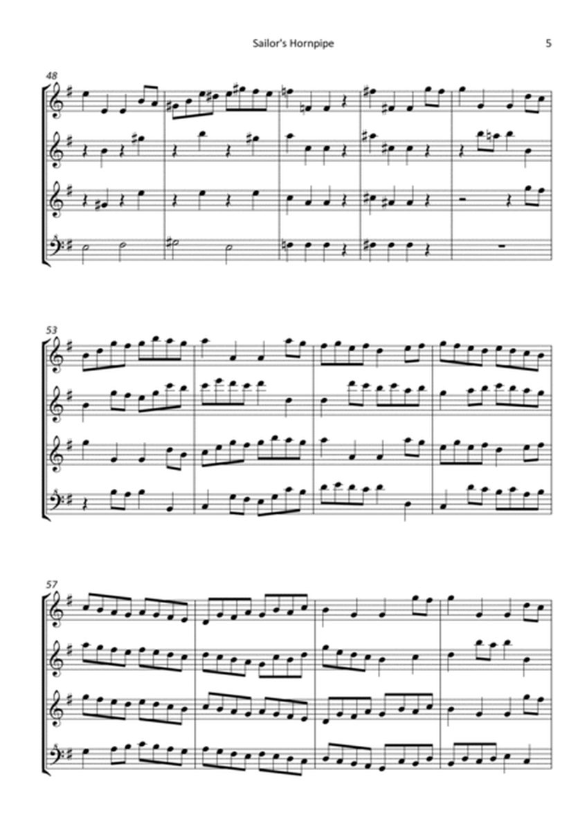 Sailor's Hornpipe - arranged for recorder quartet image number null