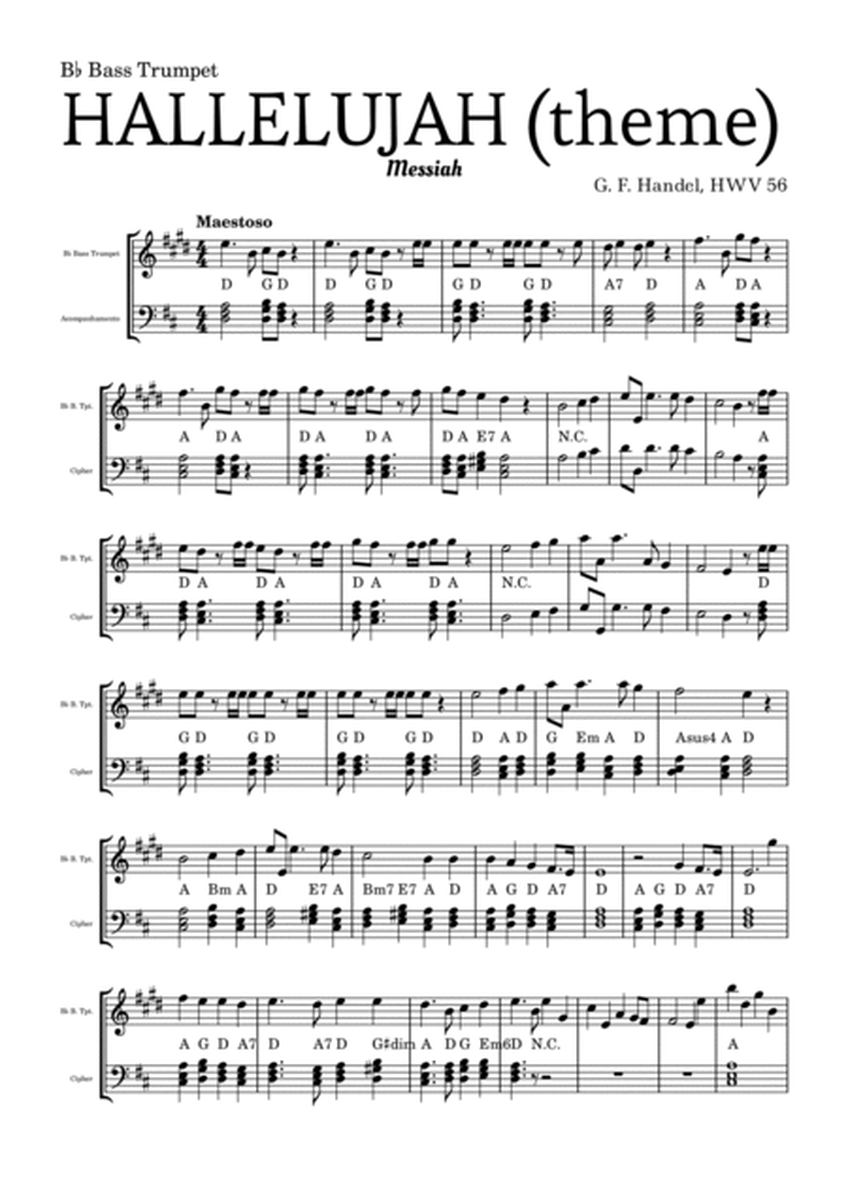 Aleluia (HALLELUJAH), of the Messiah - for B♭ Bass Trumpet and accompaniment image number null