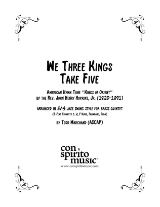 Book cover for We Three Kings Take Five - brass quintet