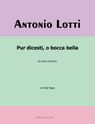 Book cover for Pur dicesti,o bocca bella, by Antonio Lotti, in B flat Major