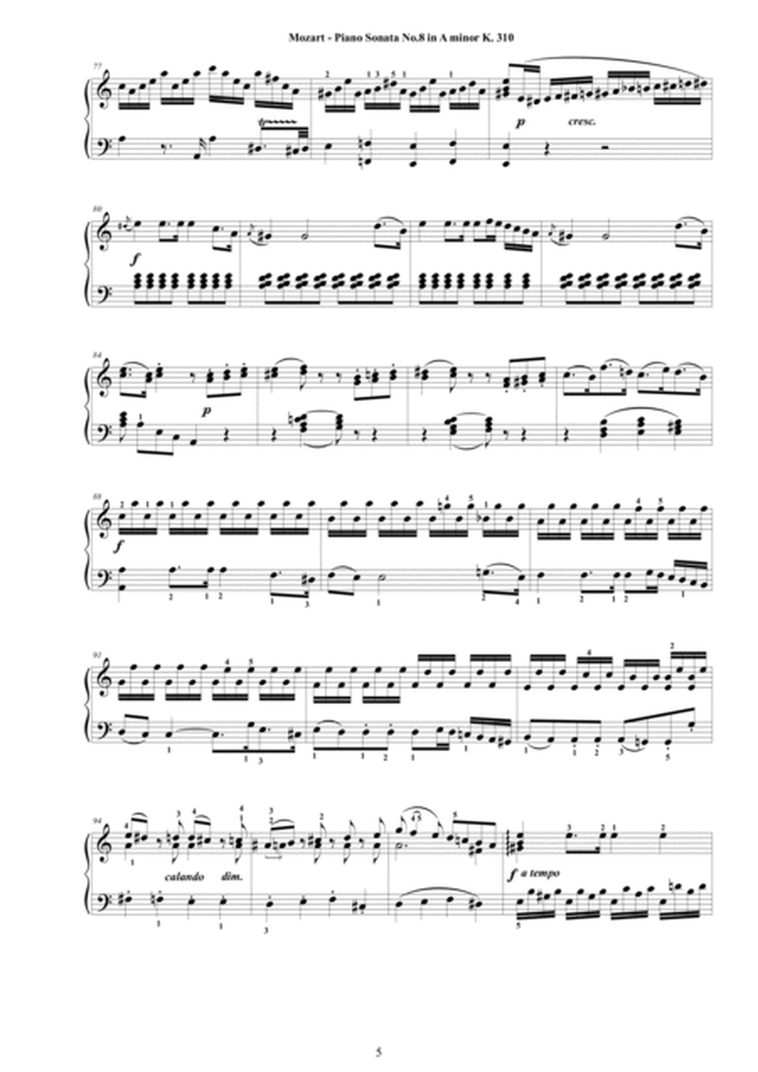 Mozart - Piano Sonata No.8 in A minor K 310 - Complete score image number null
