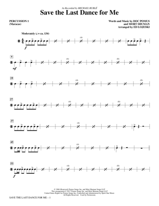 Book cover for Save the Last Dance for Me (arr. Ed Lojeski) - Percussion 1