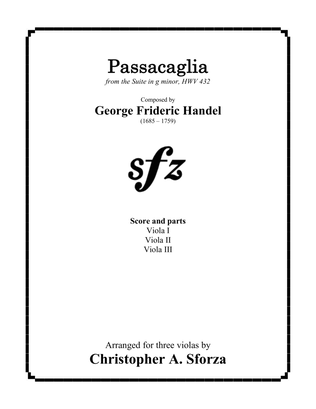 Book cover for Passacaglia (HWV 432), for three violas