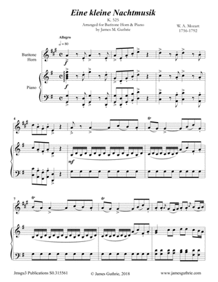 Book cover for Mozart: Eine kleine Nachtmusik for Baritone Horn & Piano