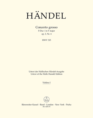 Book cover for Concerto grosso F major, Op. 3/4 HWV 315