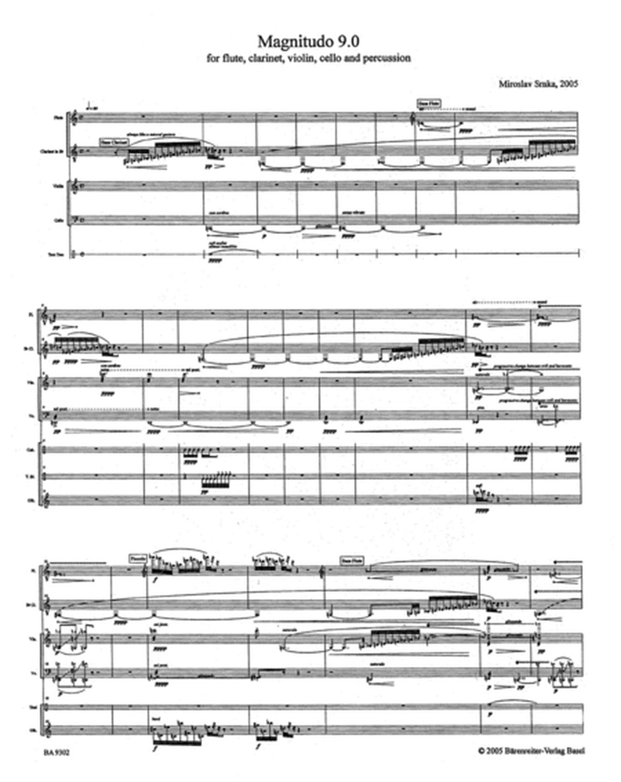 Magnitudo 9,0 for Flute, Clarinet, Violin, Violoncello, Percussion