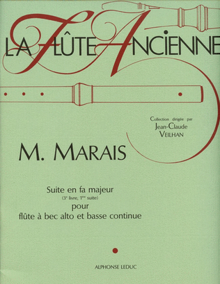 Book cover for Marais Veilhan Suite In F Major Treble Recorder & Basso Continuo Bk